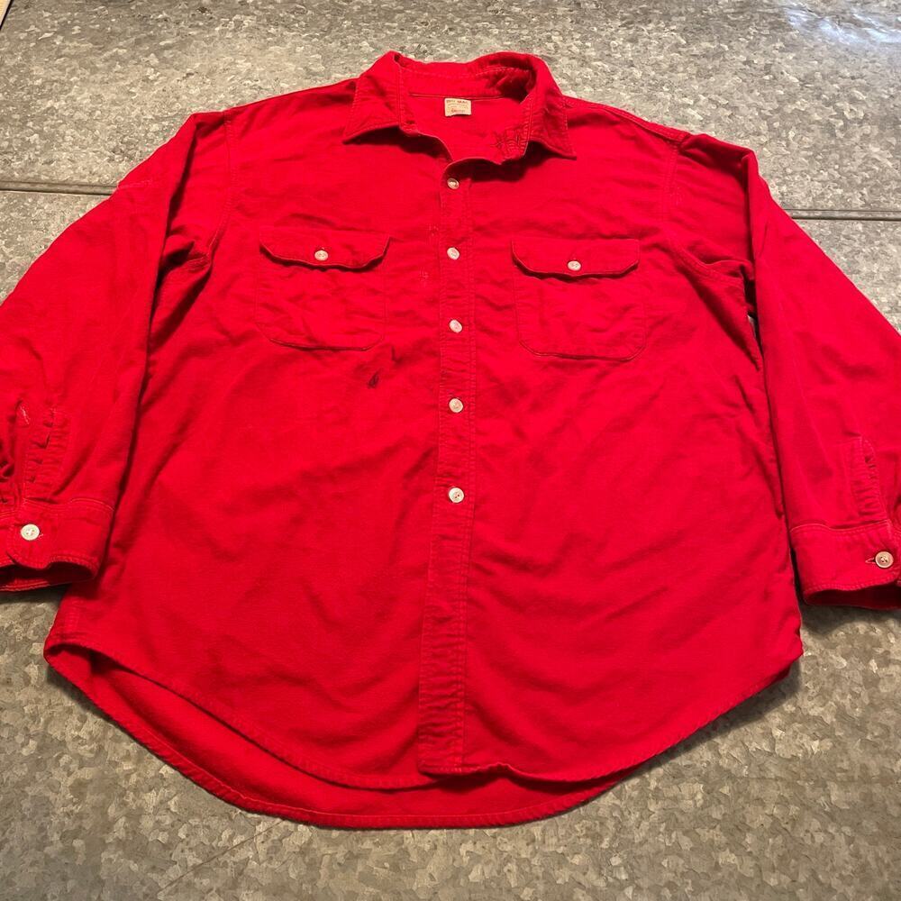 Vintage BIG MAC Sanforized Penneys Flannel Button Up Shirt XL 17 17.5 Red 60s 2